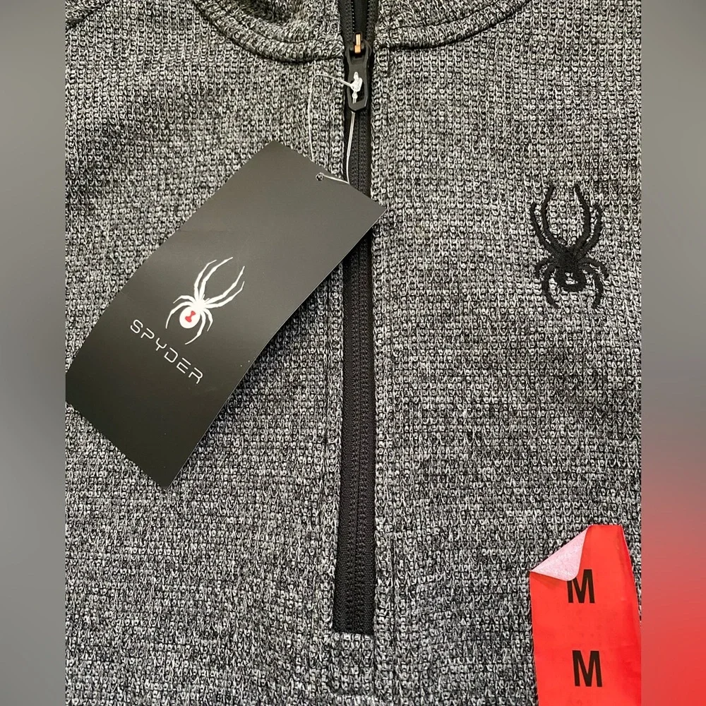 NWT Spyder‎ Men’s Size Medium Gray/Black Outbound 1/4 Zip Pullover Sweater